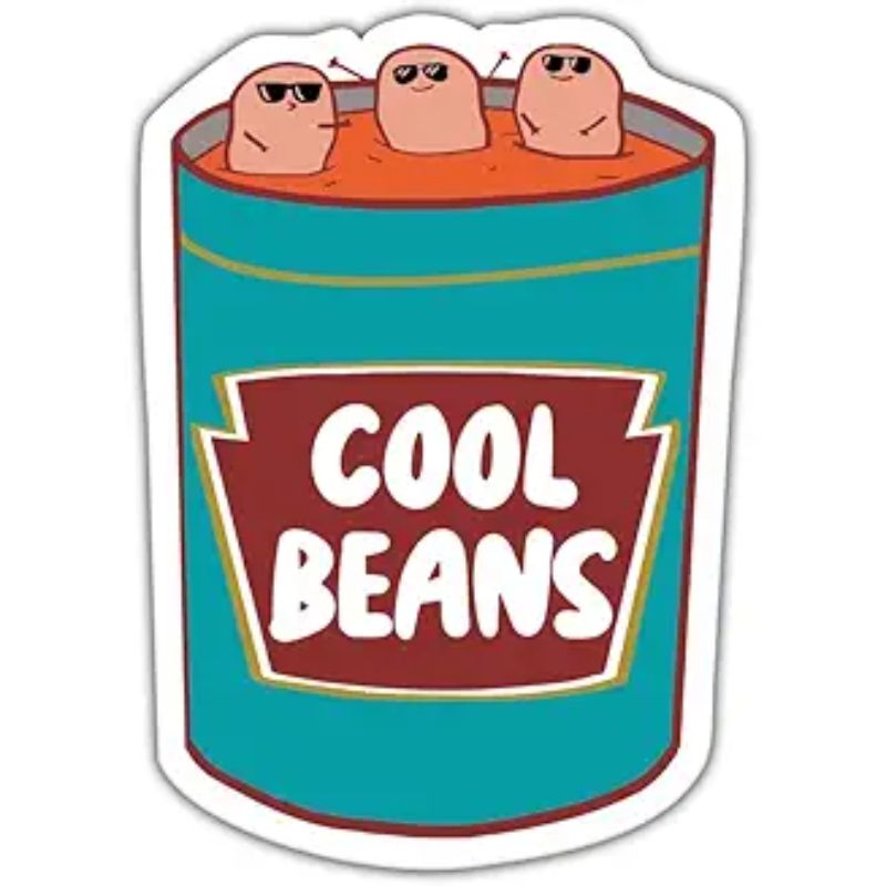 (3 Pcs) Cool Beans Sticker 3x3 - Beans Pun Stickers - Canned Food Sticker - Foodie Sticker - Funny Punny Beans Canned Sticker - Funny Food Stickers Decoration Laptop - Phone - Water Bottle
