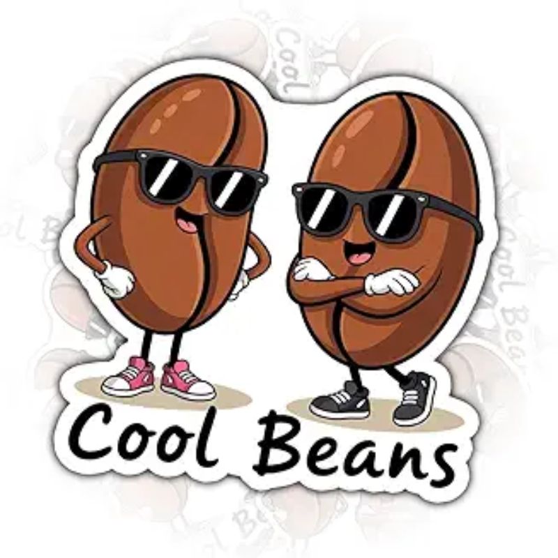3 Pcs Cool Beans Sticker – Funny Coffee Bean Cartoon with Sunglasses Vinyl Decal Waterproof for Laptop, Water Bottle, Tumbler, Notebook, Mug, Car – Gift for Coffee Lovers & Humor Fans – 3 Inch