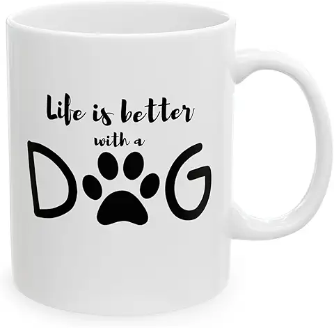 Dog Lover Coffee Mug, Life Is Better With A Dog Mug, Pet Paw Print Coffee Cup, Dog Lover Gift, Dog Mom Dad Mug