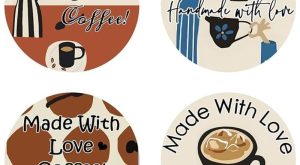 Made With Love and Coffee Vinyl Stickers Labels 500 Pack Roll stickers