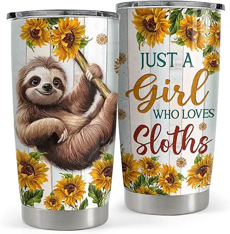 Sloth Tumbler 20oz Stainless Steel Insulated Coffee Travel Mug Cup for Women Girls Sloth Gifts for Birthday Christmas Mothers Day