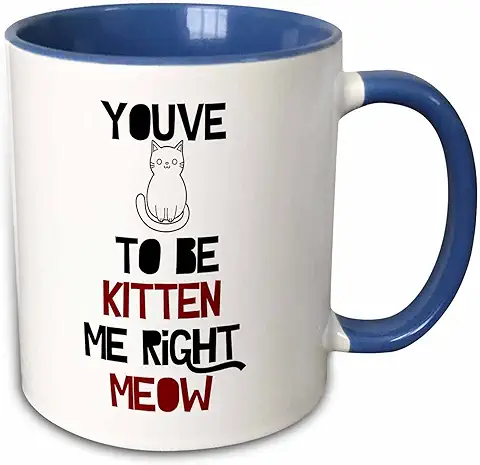 You have cat to be kidding me right meow Two Tone Blue Mug